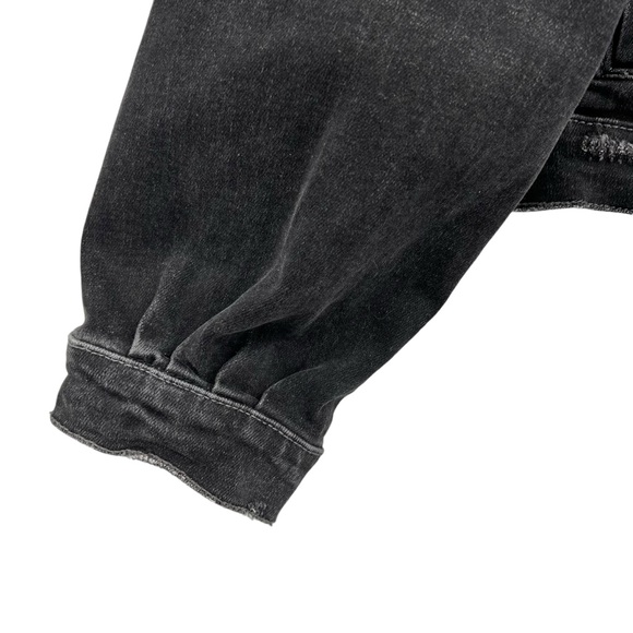 Vervet by Flying Monkey Black Distressed Balloon Puff Sleeve Trucker Jean Jacket - Picture 8 of 15